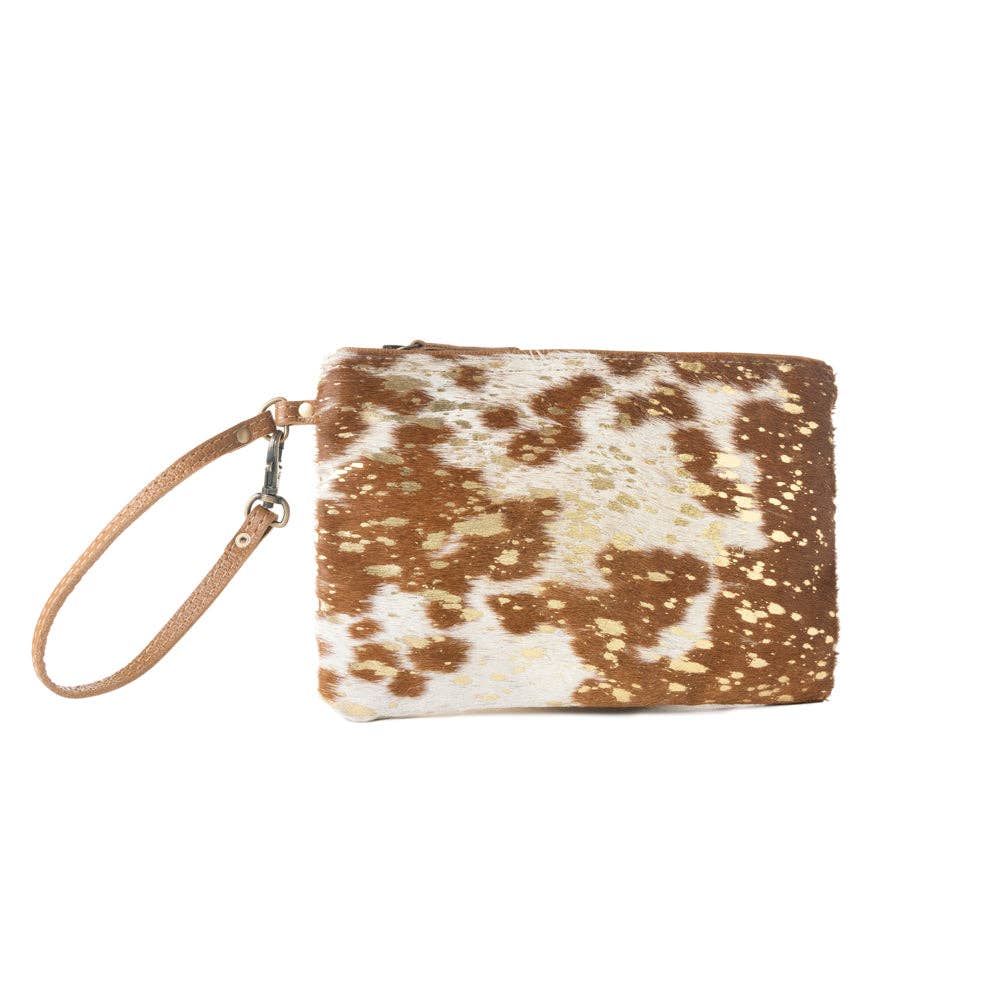 Stardust Pony Western Wristlet- brown foil hairon