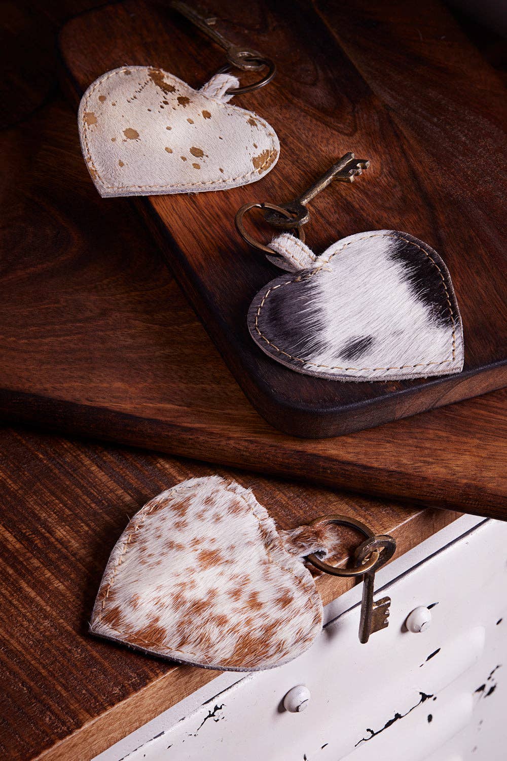 Infatuation Hair-On Hide Heart Keychain