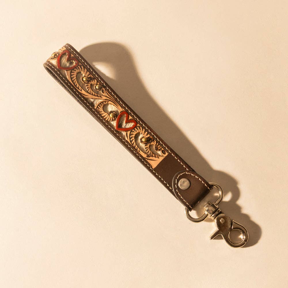Wildhue Handtooled Leather Key Fob – Brown