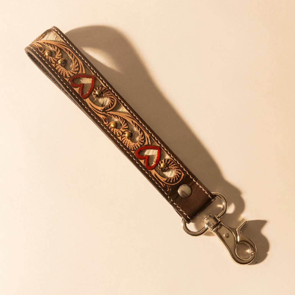 Wildhue Handtooled Leather Key Fob – Brown