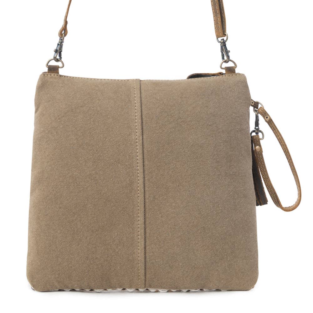 Contentment Woven Crossbody Bag – Brown & Cream