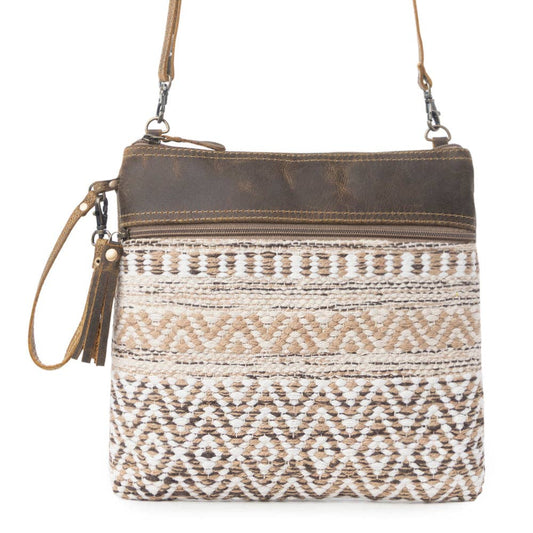 Contentment Woven Crossbody Bag – Brown & Cream