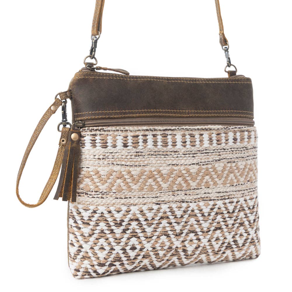 Contentment Woven Crossbody Bag – Brown & Cream