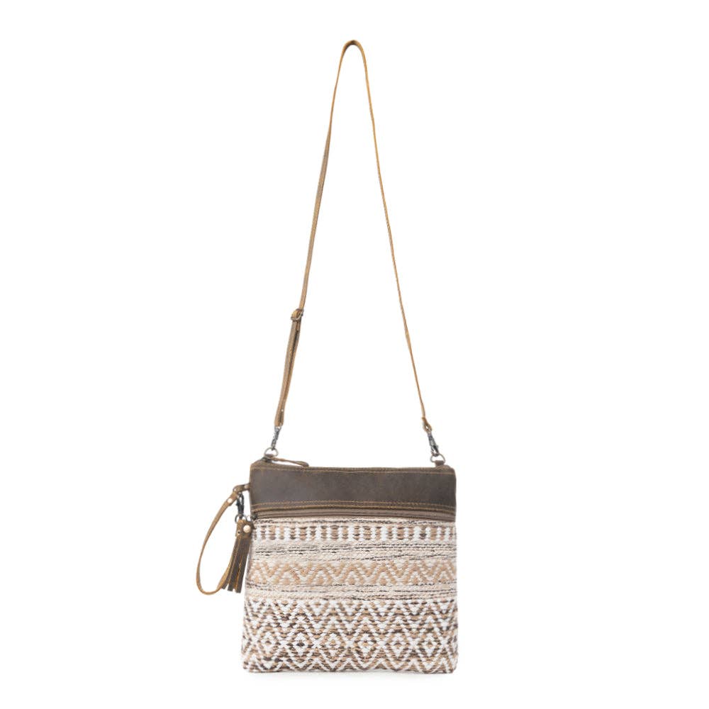 Contentment Woven Crossbody Bag – Brown & Cream