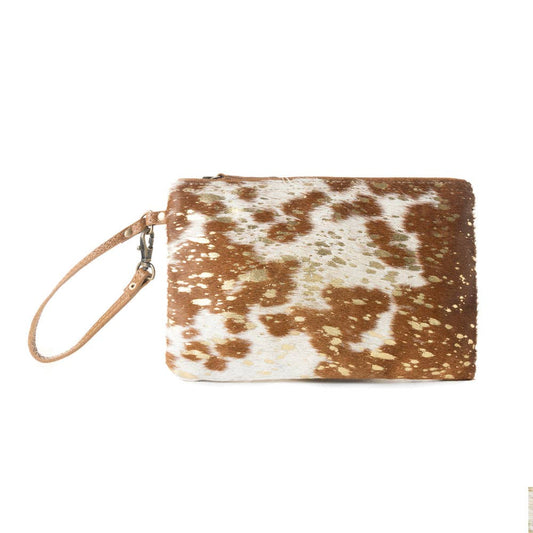Stardust Pony Western Wristlet- brown foil hairon